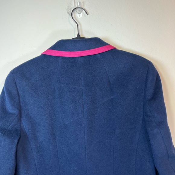 Boden Limited Edition Wool Cashmere Pea Coat Navy Blue Magenta Lined Pockets  8R - Picture 11 of 16